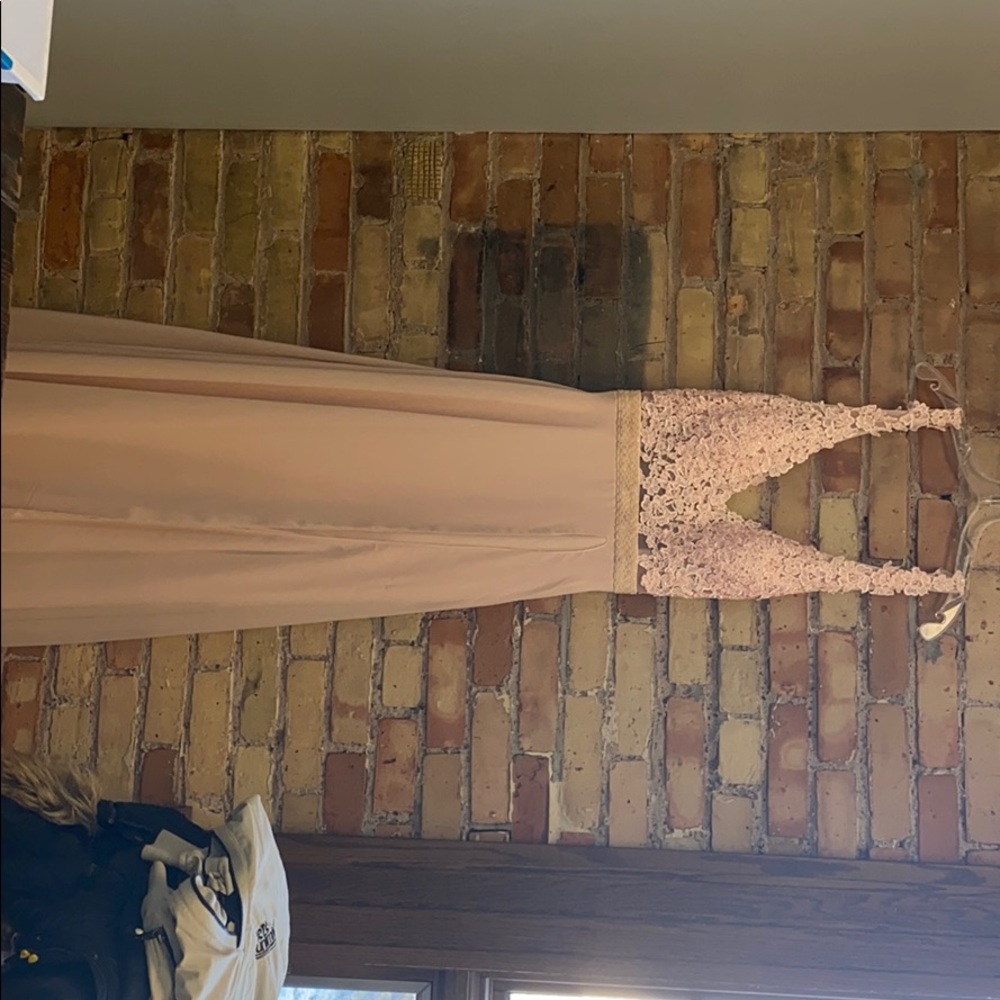 Pale Pink Open Back Beaded Dress